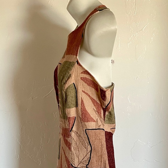 PITANGA Tropical Linen Blend Palms Print Resort DRESS Made in BRAZIL Size Medium - Picture 12 of 14